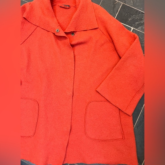 Eileen fisher wool sweater coat burnt orange size large - Picture 5 of 5
